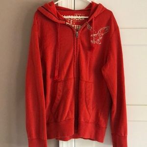 Orange American Eagle Zip up Hoodie